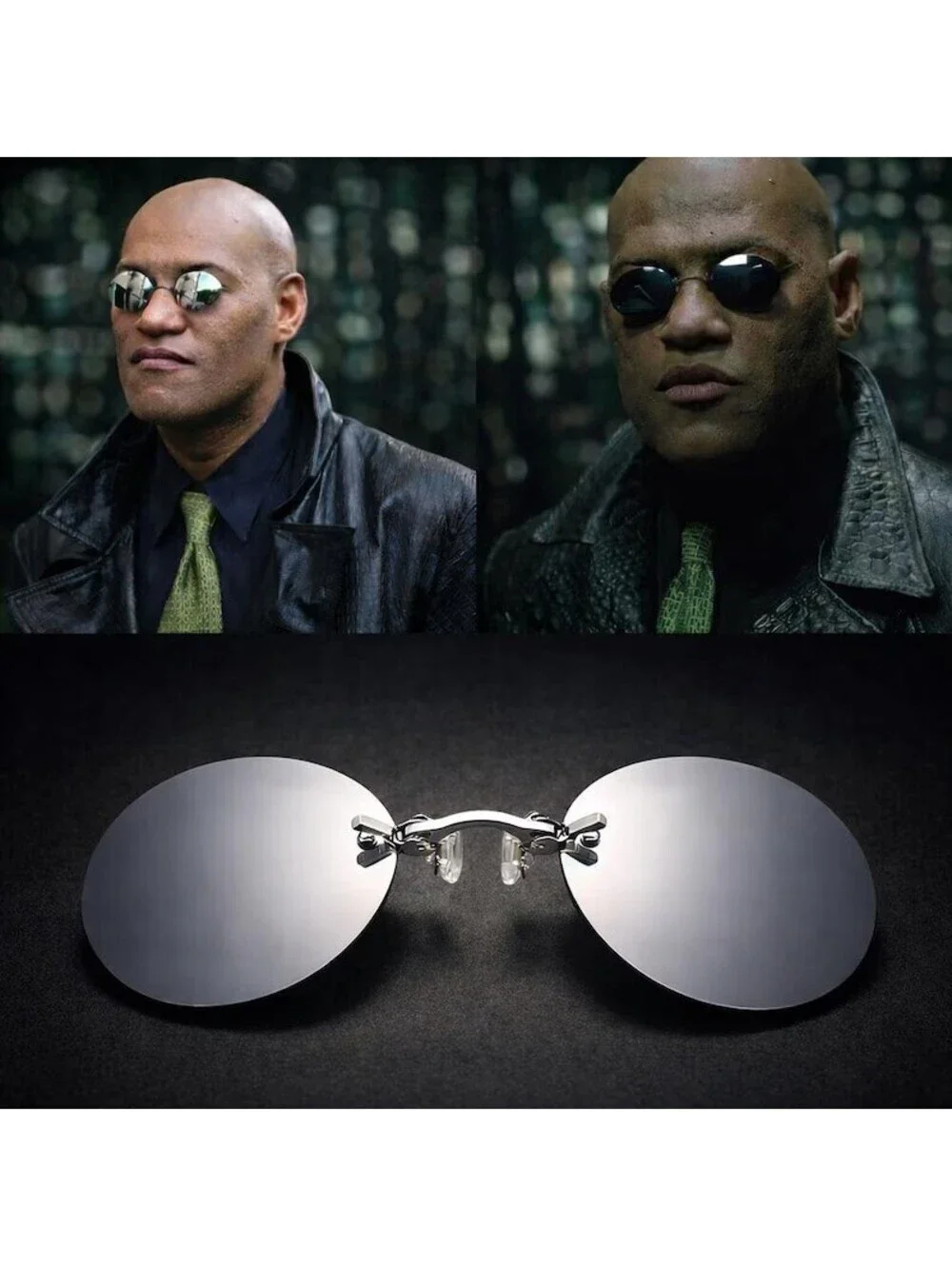 Blue Vintage Pince-Nez Nose Clip Sunglasses Sci Fi Movie